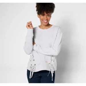 Fashion<Peace Love World French Terry Side Tie Top - a world of fashionable women's clothing, including a wide selection of dresses and trendy accessories.
