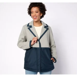 Peace Love World Mixed Media Coat - a world of fashionable women's clothing, including a wide selection of dresses and trendy accessories.> Coats