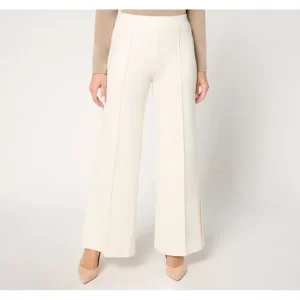Fashion<Peace Love World Petite Ponte Wide Flare Pant with Front Seam - a world of fashionable women's clothing, including a wide selection of dresses and trendy accessories.