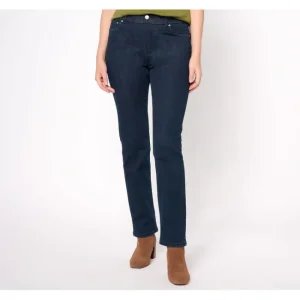 Fashion<Perfect Flex Regular Straight Leg Pull-On Jeans - a world of fashionable women's clothing, including a wide selection of dresses and trendy accessories.