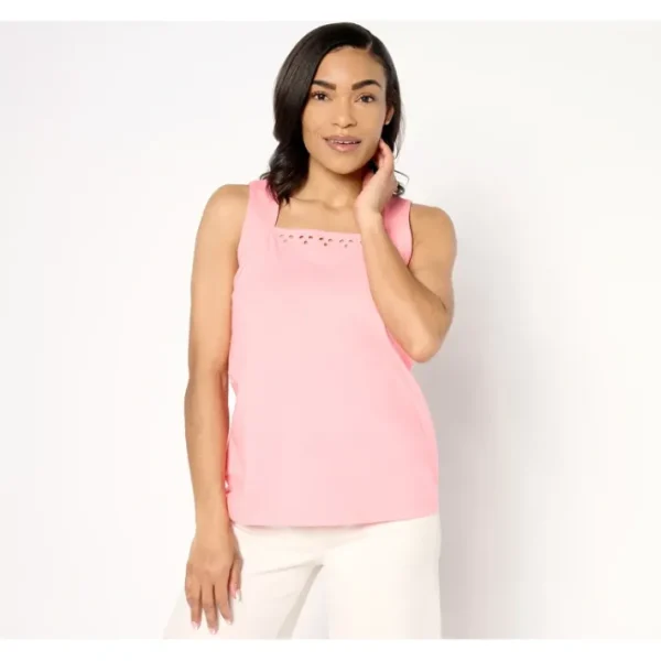 Fashion<Perfect Jersey Eyelet Detail Tank Top - a world of fashionable women's clothing, including a wide selection of dresses and trendy accessories.