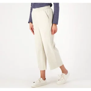 Fashion<Petite EasyWear Twill Frayed Hem Wide Leg Pant - a world of fashionable women's clothing, including a wide selection of dresses and trendy accessories.