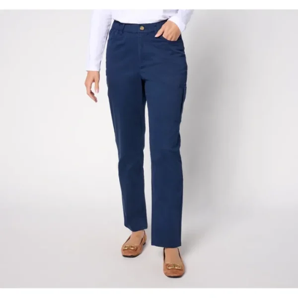 Fashion<Petite EasyWear Twill Straight Leg Cargo Pant - a world of fashionable women's clothing, including a wide selection of dresses and trendy accessories.