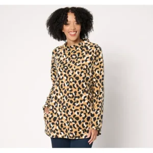 Fashion<Petite Mock Neck Fleece Tunic w/ Pockets - a world of fashionable women's clothing, including a wide selection of dresses and trendy accessories.