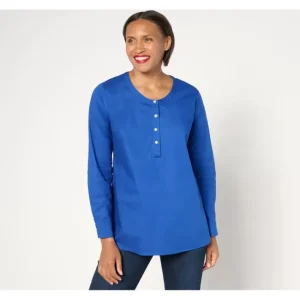 Fashion<Petite Poplin Tunic with Pearl Buttons - a world of fashionable women's clothing, including a wide selection of dresses and trendy accessories.