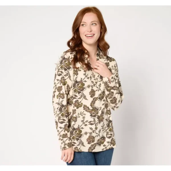 Fashion<Petite Printed Split V-Neck Tunic - a world of fashionable women's clothing, including a wide selection of dresses and trendy accessories.