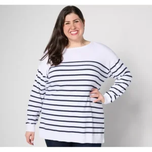 Fashion<Placed Stripe Long Sleeve Sweater Tunic - a world of fashionable women's clothing, including a wide selection of dresses and trendy accessories.