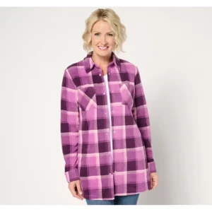 Fashion<Printed Fleece Long Sleeve Snap Button Shacket - a world of fashionable women's clothing, including a wide selection of dresses and trendy accessories.