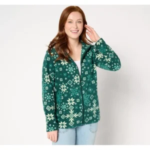 Fashion<Printed Fleece Zip-Front Jacket - a world of fashionable women's clothing, including a wide selection of dresses and trendy accessories.