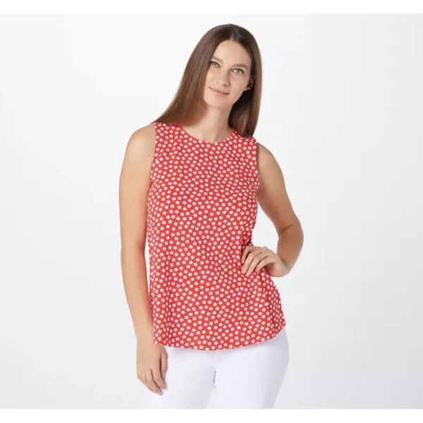 Hat<Printed Jersey Round-Neck Swing Tank - a world of fashionable women's clothing, including a wide selection of dresses and trendy accessories.