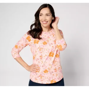 Fashion<Printed Perfect Jersey Crew Neck 3/4 Sleeve Top - a world of fashionable women's clothing, including a wide selection of dresses and trendy accessories.