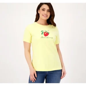 Fashion<Printed Perfect Jersey Crew Neck Short Sleeve Top - a world of fashionable women's clothing, including a wide selection of dresses and trendy accessories.
