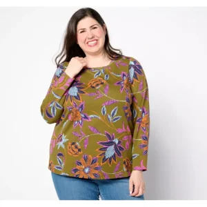Fashion<Printed Perfect Jersey Long Sleeve Top - a world of fashionable women's clothing, including a wide selection of dresses and trendy accessories.