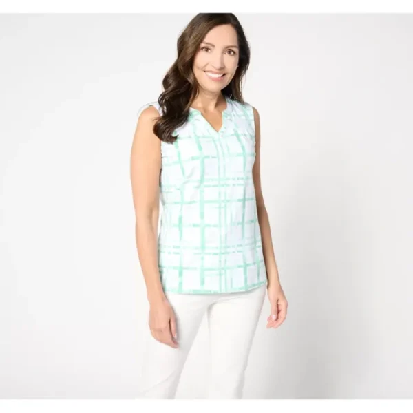 Fashion<Printed Perfect Jersey Split V-Neck Tank Top - a world of fashionable women's clothing, including a wide selection of dresses and trendy accessories.