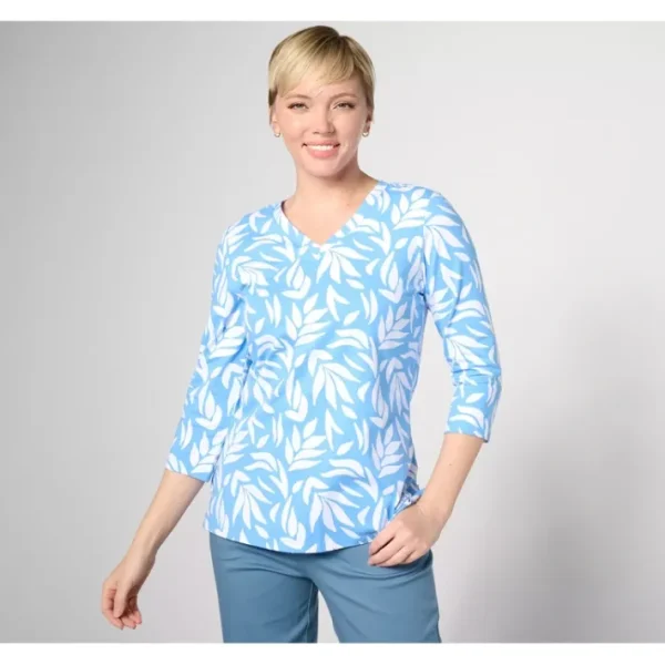 Fashion<Printed Perfect Jersey V-Neck 3/4 Sleeve Top - a world of fashionable women's clothing, including a wide selection of dresses and trendy accessories.