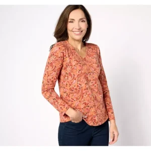 Fashion<Printed Perfect Jersey V-Neck Curve Hem Top - a world of fashionable women's clothing, including a wide selection of dresses and trendy accessories.