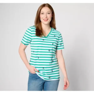 Fashion<Printed Perfect Jersey V-Neck Short Sleeve Top - a world of fashionable women's clothing, including a wide selection of dresses and trendy accessories.