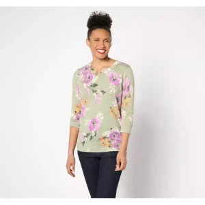 Fashion<Printed Round Neck 3/4 Sleeve Sweater - a world of fashionable women's clothing, including a wide selection of dresses and trendy accessories.