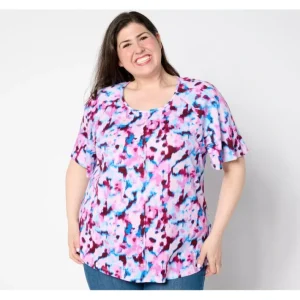 Fashion<Printed Slub Jersey Scoop Neck Curved Hem Top - a world of fashionable women's clothing, including a wide selection of dresses and trendy accessories.