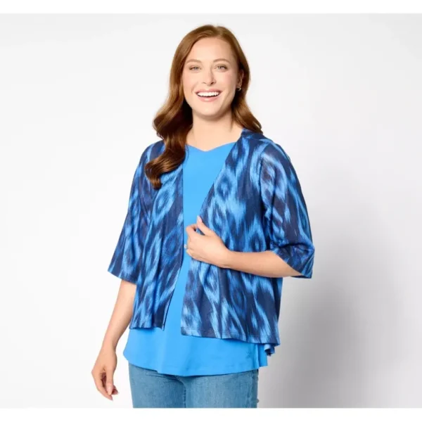 Printed Slub Knit Drape Front Cardigan - a world of fashionable women's clothing, including a wide selection of dresses and trendy accessories.> Dresses