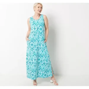 Dresses<Printed Textured Knit Regular Maxi Dress - a world of fashionable women's clothing, including a wide selection of dresses and trendy accessories.