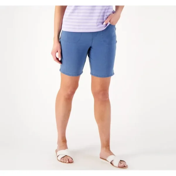 Shop All<Quacker Factory DreamJeannes 5 Pocket 8" Short - a world of fashionable women's clothing, including a wide selection of dresses and trendy accessories.