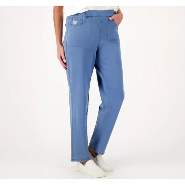Fashion<Quacker Factory DreamJeannes Heart Pocket Straight Leg Pants - a world of fashionable women's clothing, including a wide selection of dresses and trendy accessories.