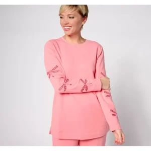 Fashion<Quacker Factory Eyelet Elegance French Terry Top - a world of fashionable women's clothing, including a wide selection of dresses and trendy accessories.