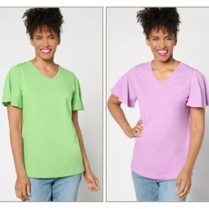 Fashion<Quacker Factory Set of 2 Flutter Swirl Knit Tops - a world of fashionable women's clothing, including a wide selection of dresses and trendy accessories.
