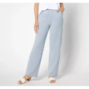 Fashion<Quacker Factory Short Stretch Seersucker Wide Leg Pant - a world of fashionable women's clothing, including a wide selection of dresses and trendy accessories.