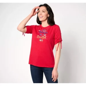 Fashion<Quacker Factory Welcome Summer Keyhole Sleeve Top - a world of fashionable women's clothing, including a wide selection of dresses and trendy accessories.