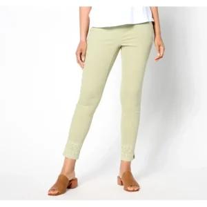 Fashion<Reg Color Easy Stretch Embellished Hem Slim Ankle Jean - a world of fashionable women's clothing, including a wide selection of dresses and trendy accessories.
