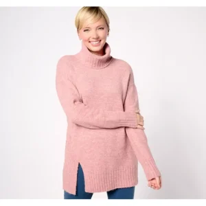 Fashion<Regular Cowl Neck Sweater Tunic with Split Hem - a world of fashionable women's clothing, including a wide selection of dresses and trendy accessories.