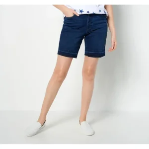 Fashion<Regular Easy Stretch Denim Short with Frayed Hem - a world of fashionable women's clothing, including a wide selection of dresses and trendy accessories.