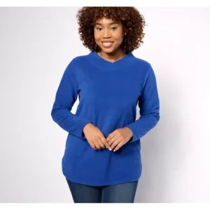 Fashion<Regular Fleece Crossover Neck Tunic - a world of fashionable women's clothing, including a wide selection of dresses and trendy accessories.