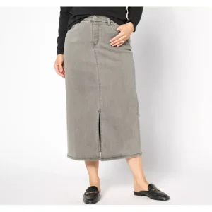 Regular Grey Easy Stretch Denim Midi Skirt - a world of fashionable women's clothing, including a wide selection of dresses and trendy accessories.> Dresses