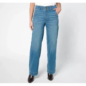 Fashion<Regular Indigo Easy Stretch Full-Length Trouser Jeans - a world of fashionable women's clothing, including a wide selection of dresses and trendy accessories.