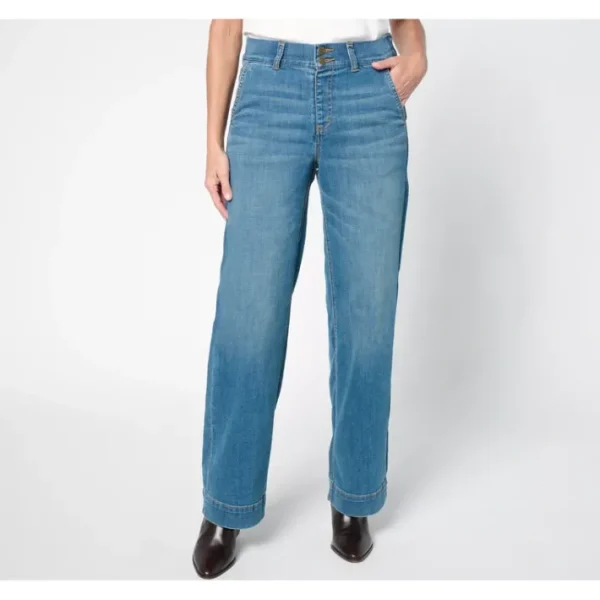 Fashion<Regular Indigo Easy Stretch Full-Length Trouser Jeans - a world of fashionable women's clothing, including a wide selection of dresses and trendy accessories.