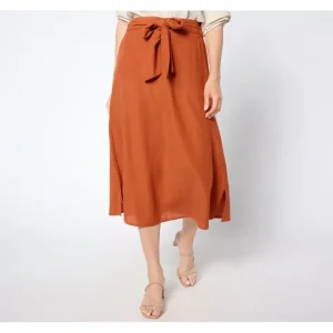 Fashion<Regular Linen Blend Midi Skirt with Belt - a world of fashionable women's clothing, including a wide selection of dresses and trendy accessories.