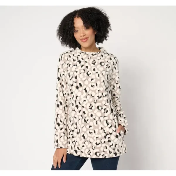 Fashion<Regular Mock Neck Fleece Tunic w/ Pockets - a world of fashionable women's clothing, including a wide selection of dresses and trendy accessories.