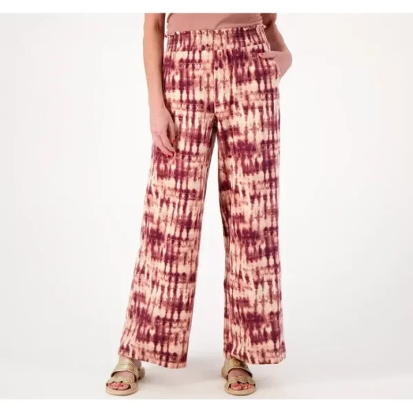 Fashion<Regular Printed Beach Jersey Smocked Waist Wide Leg Pant - a world of fashionable women's clothing, including a wide selection of dresses and trendy accessories.