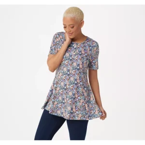 Fashion<Regular Printed Jersey Fit Flare Top - a world of fashionable women's clothing, including a wide selection of dresses and trendy accessories.