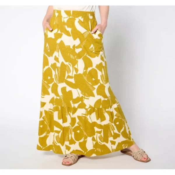Fashion<Regular Slub Jersey Smocked Waist Maxi Skirt - a world of fashionable women's clothing, including a wide selection of dresses and trendy accessories.