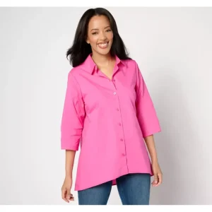 Fashion<Sharkbite Hem Button Down Tunic - a world of fashionable women's clothing, including a wide selection of dresses and trendy accessories.