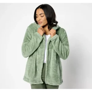 Fashion<Shimmer Sherpa Long Sleeve Open Front Jacket - a world of fashionable women's clothing, including a wide selection of dresses and trendy accessories.