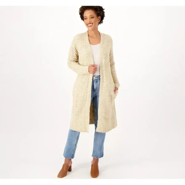 Side Stitch Open Front Long Cardicoat - a world of fashionable women's clothing, including a wide selection of dresses and trendy accessories.> Coats