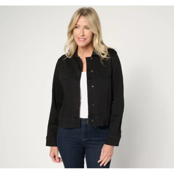 Fashion<Signature Black Perfect Flex Denim Jacket - a world of fashionable women's clothing, including a wide selection of dresses and trendy accessories.