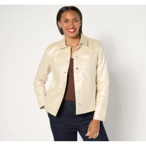 Signature Coated Denim Jacket w/ Pockets - a world of fashionable women's clothing, including a wide selection of dresses and trendy accessories.> Coats