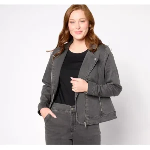 Fashion<Signature Perfect Flex Black/Grey Moto Jacket - a world of fashionable women's clothing, including a wide selection of dresses and trendy accessories.