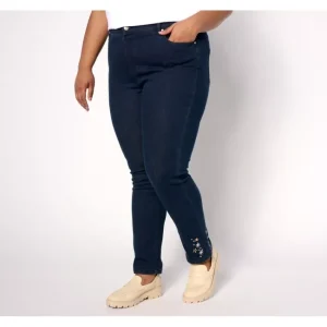 Fashion<Signature Perfect Flex Embroidered Denim - a world of fashionable women's clothing, including a wide selection of dresses and trendy accessories.